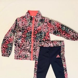 Adidas Baby Girls Warm-Up Track Suit Jacket & Legging Pink Splatter Print 24M